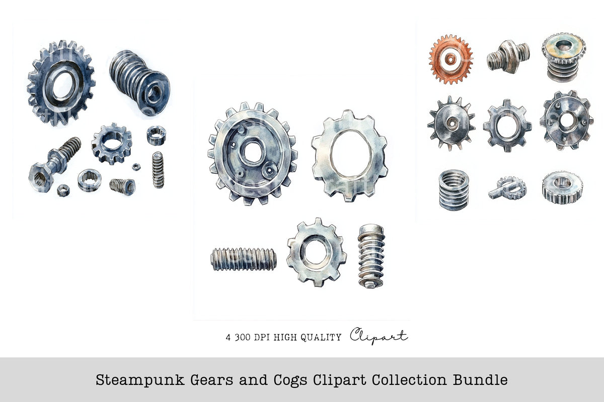 Steampunk Gears And Cogs Clipart Bundle