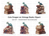 Cute Baby Dragon on Books Clipart Bundle