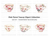 Pink Blossom Teacups Clipart Bundle