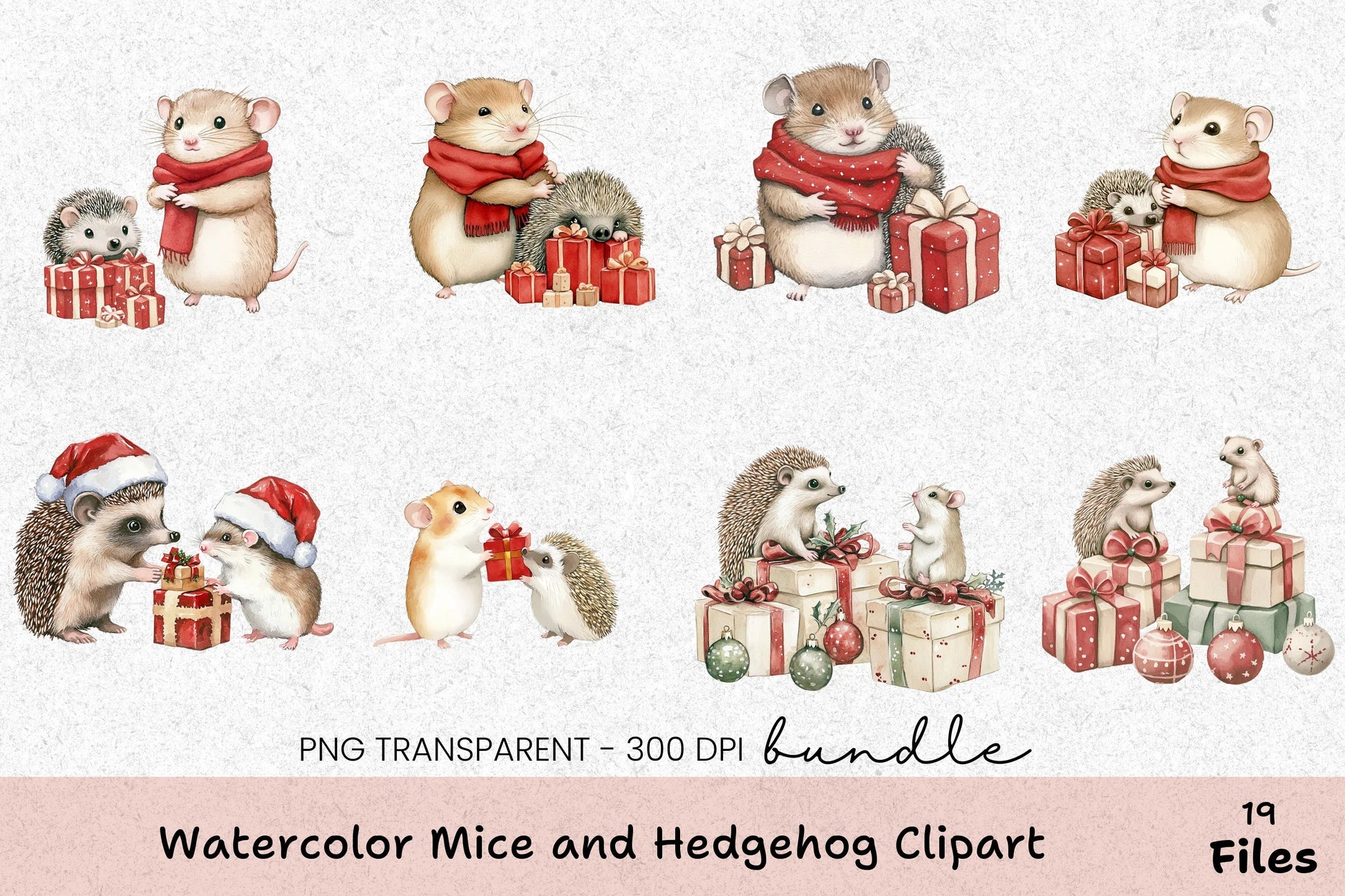 Mice and Hedgehog Clipart Bundle - CraftNest - Digital Crafting and Art