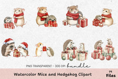 Mice and Hedgehog Clipart Bundle - CraftNest - Digital Crafting and Art