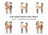 Cute Couple Sharing Popcorn Clipart Bundle