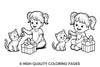 Christmas Gift: Girl and Kitten Coloring Books