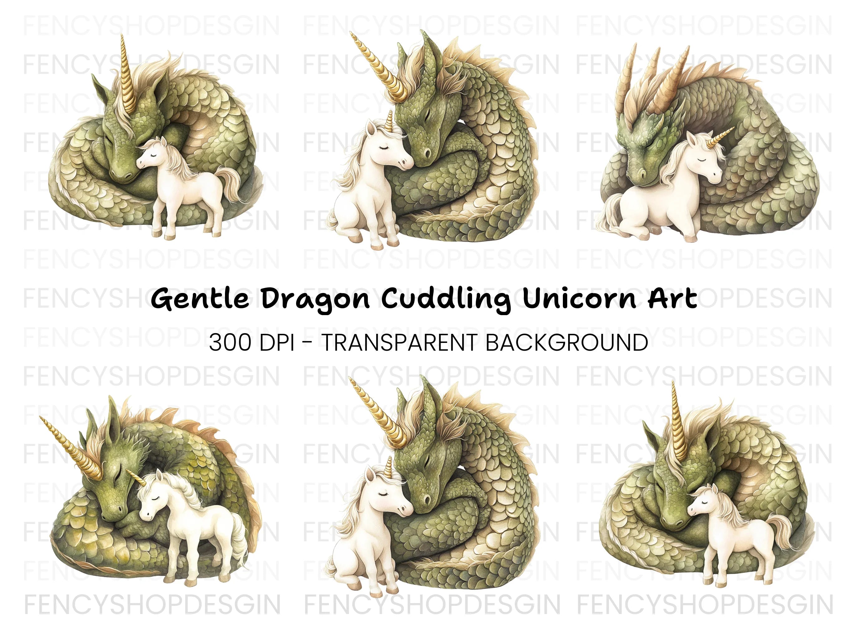Dragon and Unicorn Clipart Bundle