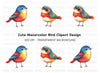 Colorful Cute Birds Clipart Bundle