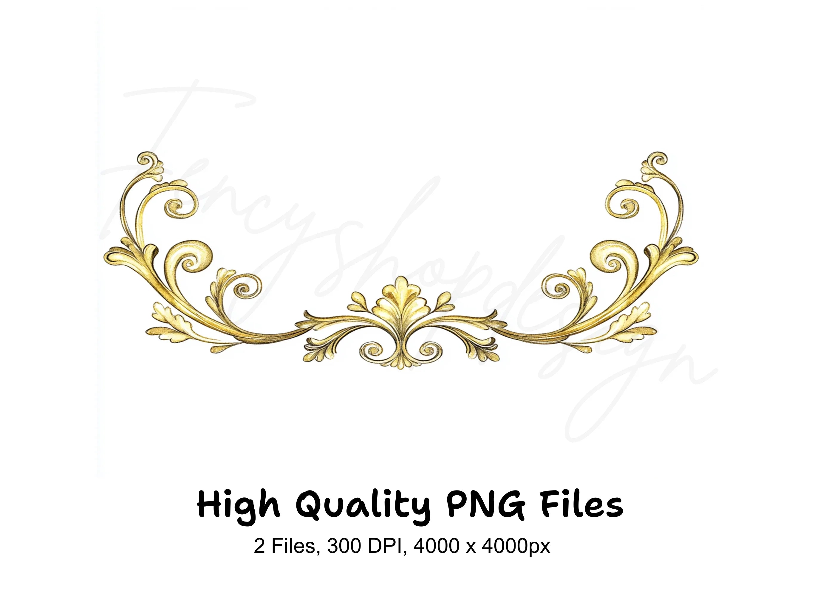 Golden Flourish Swirls Dividers Clipart Bundle