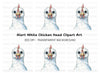 Cute White Chicken Head Clipart Bundle