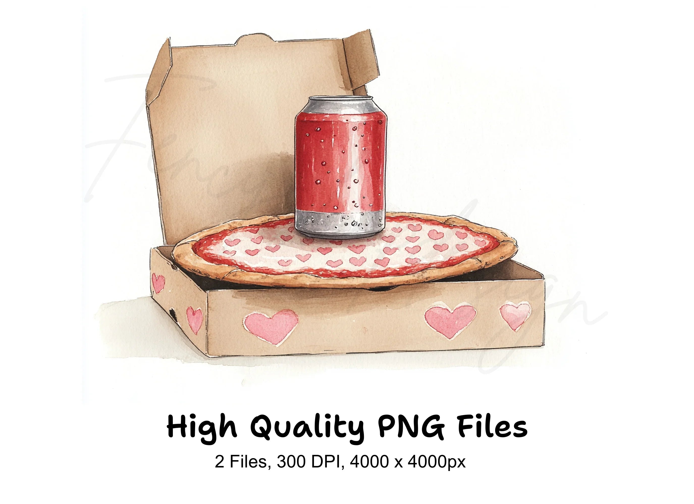 Valentine's Day Pizza and Soda Clipart Bundle