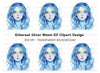 Celestial Blue Haired Girl Clipart Bundle