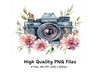 Vintage Camera Floral Clipart Bundle