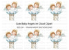 Cute Baby Angels on Cloud Clipart Bundle