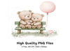 Romantic Bear Couple on Bench Clipart Bundle