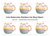 Cute Rainbow Cat Clipart Bundle