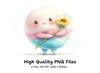 Cute Cotton Candy Characters Clipart Bundle