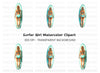 Female Surfer on Board Clipart Bundle
