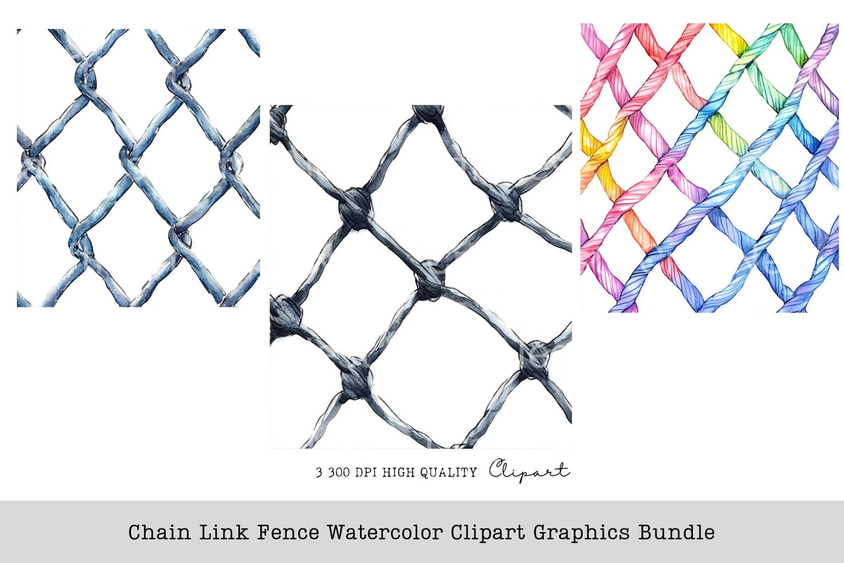 Chain Link Fence Graphics Clipart Bundle