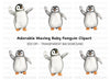 Waving Baby Penguin Clipart Bundle