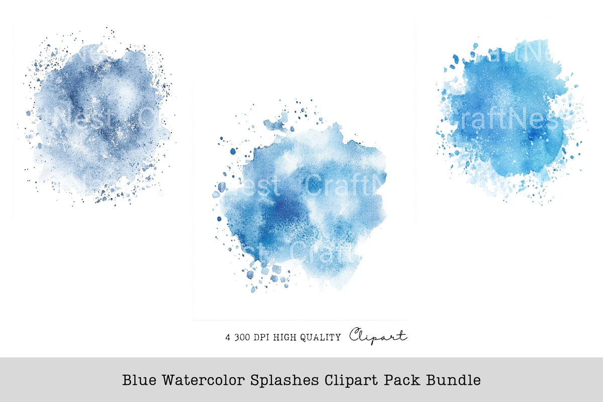 Blue Splashes Clipart Bundle