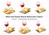 Red Wine and Cheese Board Clipart Bundle