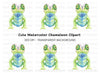 Cute Green Chameleon Clipart Bundle