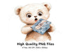 Cute Bear with Blue Chocolate Box Clipart Bundle