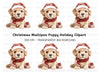 Cute Puppy in Santa Hat Clipart Bundle
