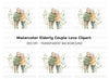Elderly Couple with Flowers Clipart Bundle