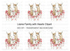 Llama Family with Hearts Clipart Bundle