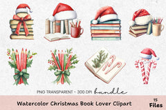 Christmas Book Lover Clipart Bundle - CraftNest - Digital Crafting and Art