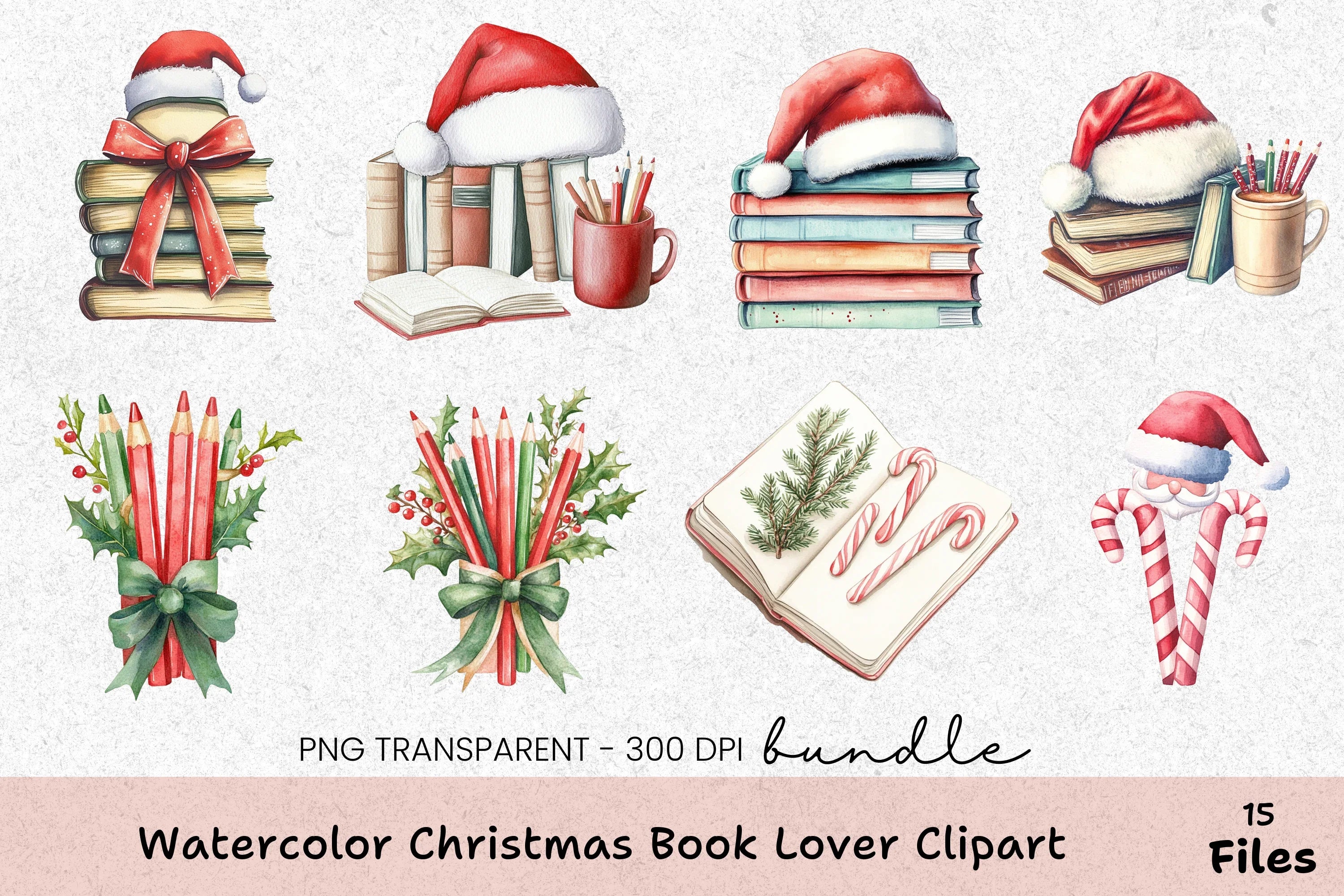 Christmas Book Lover Clipart Bundle - CraftNest - Digital Crafting and Art