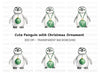 Penguin Christmas Ornament Clipart Bundle