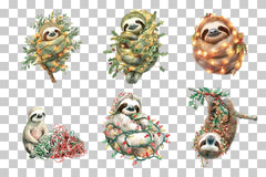 Festive Sloth Holiday Lights Clipart Bundle - CraftNest - Digital Crafting and Art