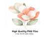 Peach Green Floral Clipart Bundle