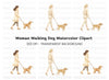 Girls Walking Dogs Clipart Bundle
