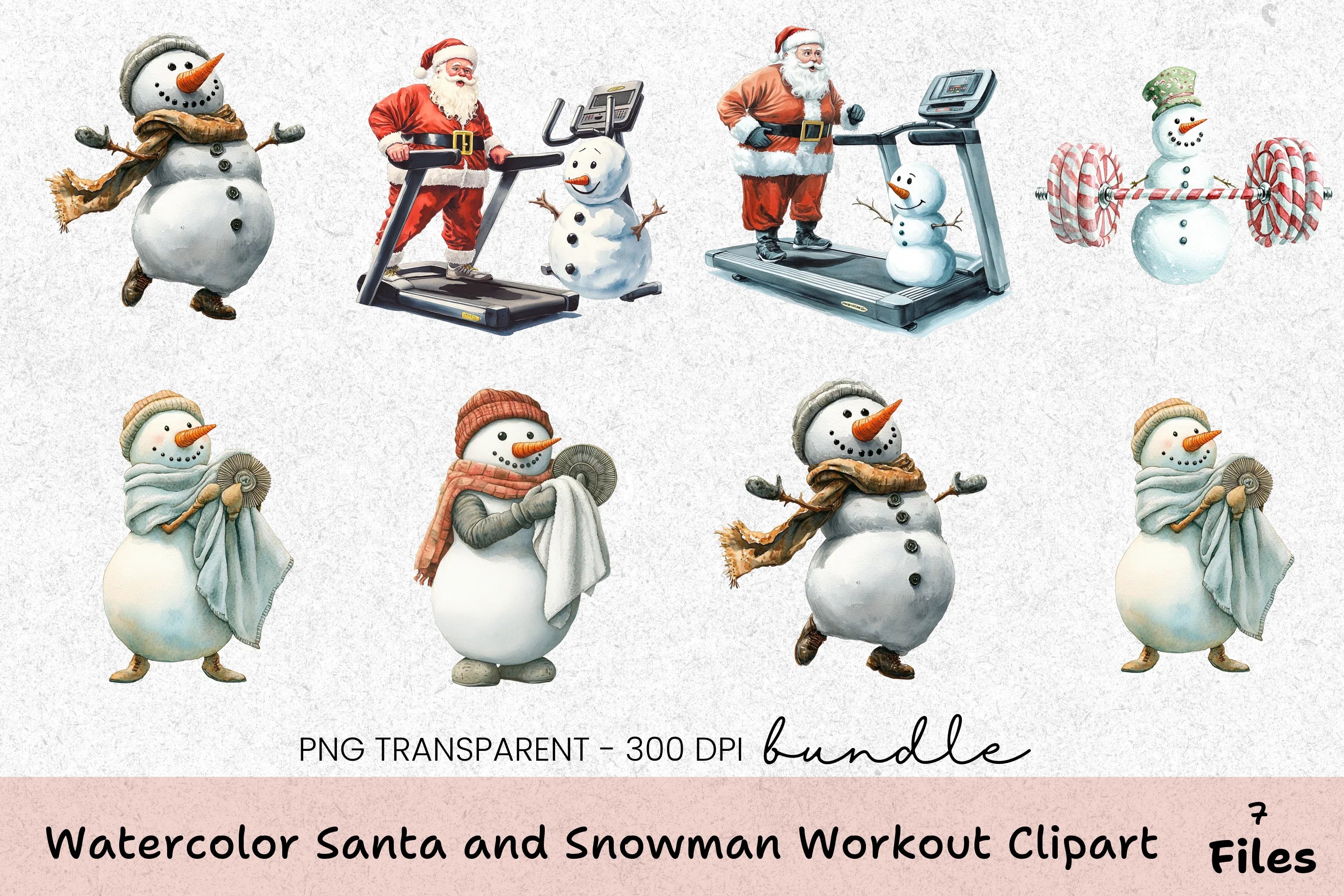 Santa and Snowman Workout Clipart Bundle - CraftNest - Digital Crafting and Art