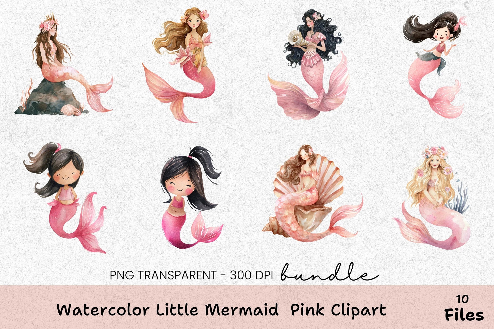 Little Mermaid Pink Clipart Bundle - CraftNest - Digital Crafting and Art