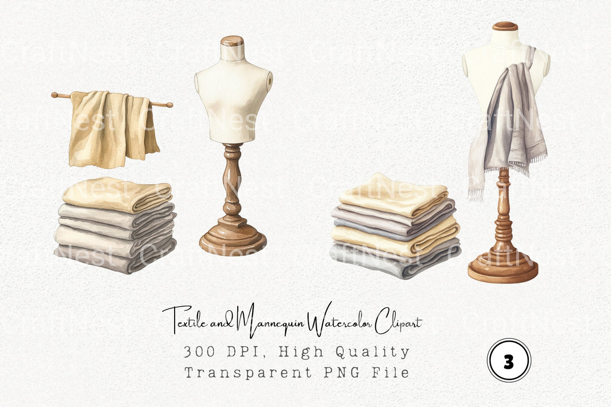 Textile And Mannequin Clipart Bundle