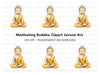 Meditating Buddha with Halo Clipart Bundle