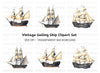 Vintage Pirate Ships Clipart Bundle