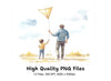Father and Son Flying Kite Clipart Bundle