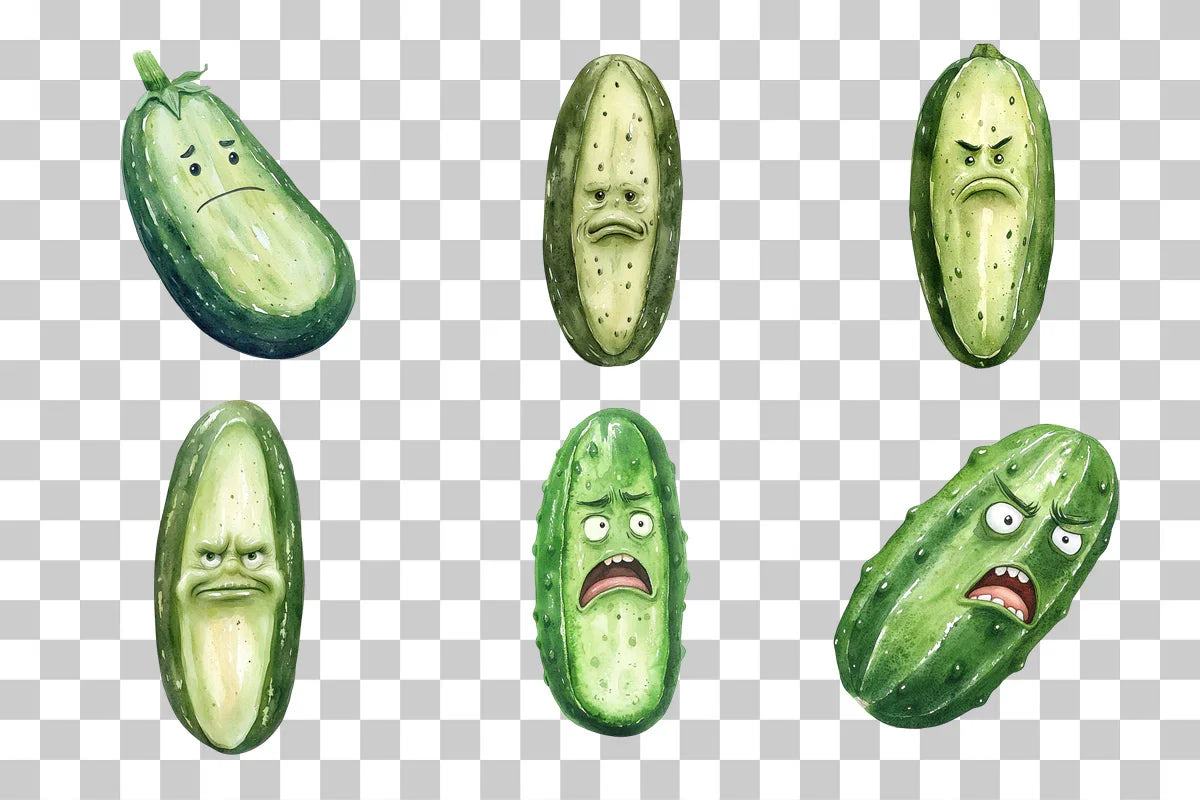 Grumpy Cucumber Cartoon Clipart Bundle - CraftNest - Digital Crafting and Art