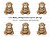 Adorable Baby Monkey Clipart Bundle
