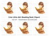 Cute Little Girl Reading Book Clipart Bundle
