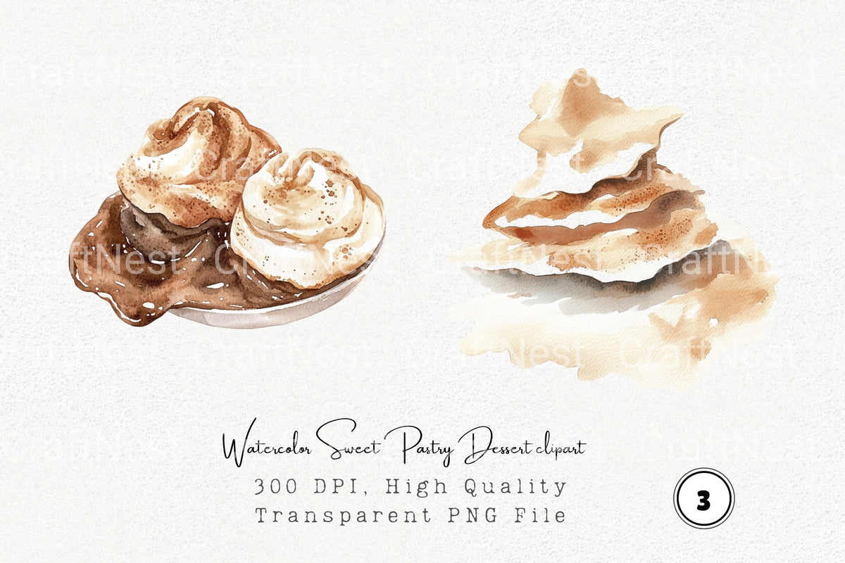 Sweet Pastry Dessert Clipart Bundle