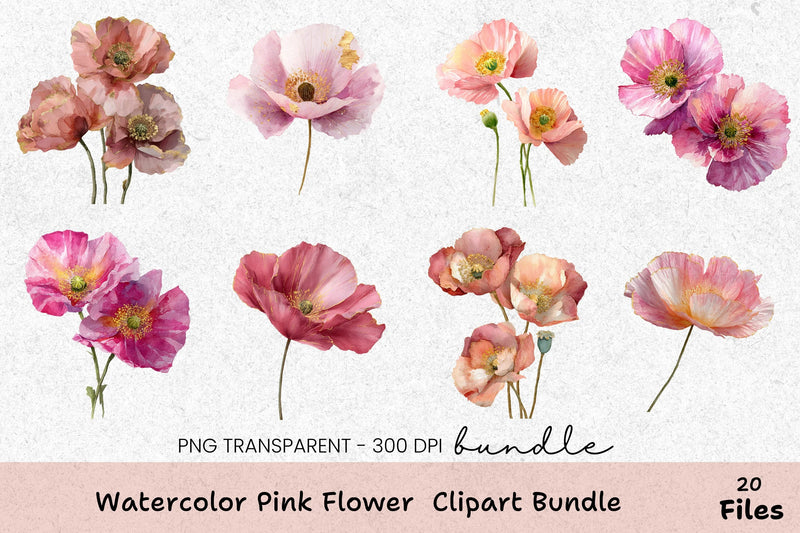 Pink Flower Clipart Bundle 404 - CraftNest - Digital Crafting and Art