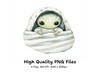 Sweet Alien Babies Sleeping Clipart Bundle