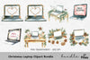 Christmas Laptop Pinecones Clipart Bundle