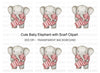 Cute Baby Elephant with Scarf Clipart Bundle