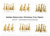 Golden Christmas Trees Clipart Bundle