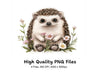 Charming Baby Hedgehogs with Flowers Clipart Bundle